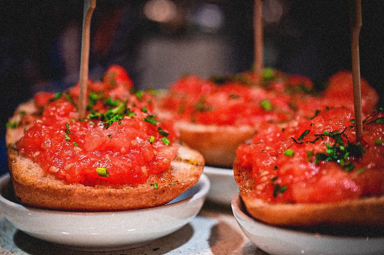 Tomatoes on toast tapas for Foods of the World